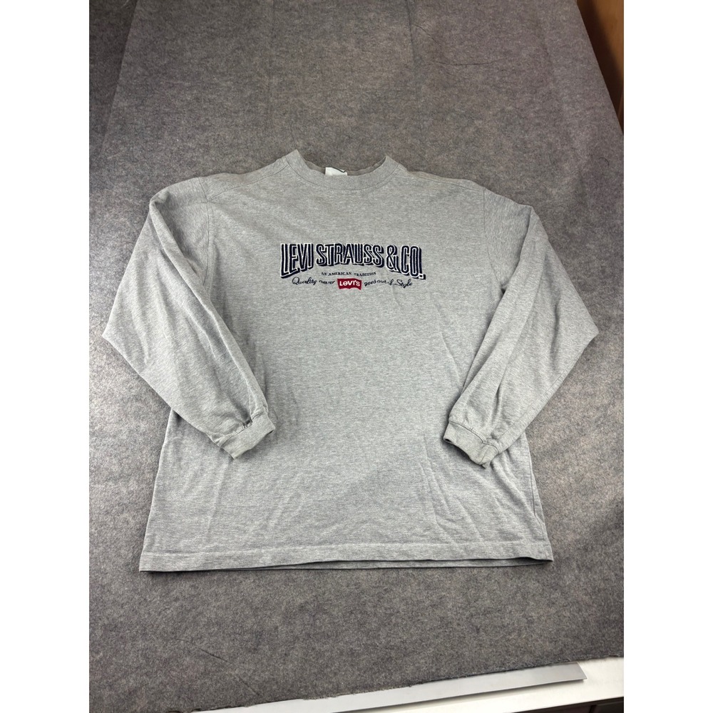 Levi Strauss & Co Long Sleeve Graphic T-Shirt Gray Embroidered Logo Mens M